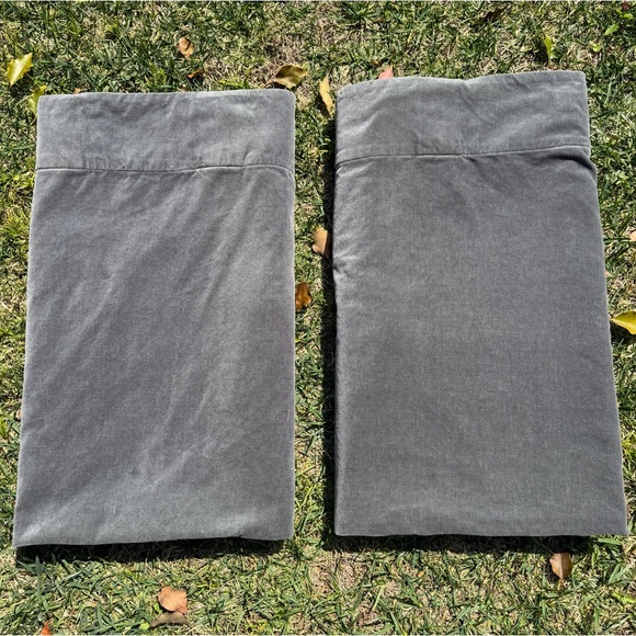 West Elm Unlined Velvet 2-Piece Curtain Set Charcoal Gray 100% Cotton 48x84 GUC